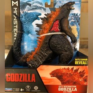 2022 Playmates City Destruction Godzilla With Tank